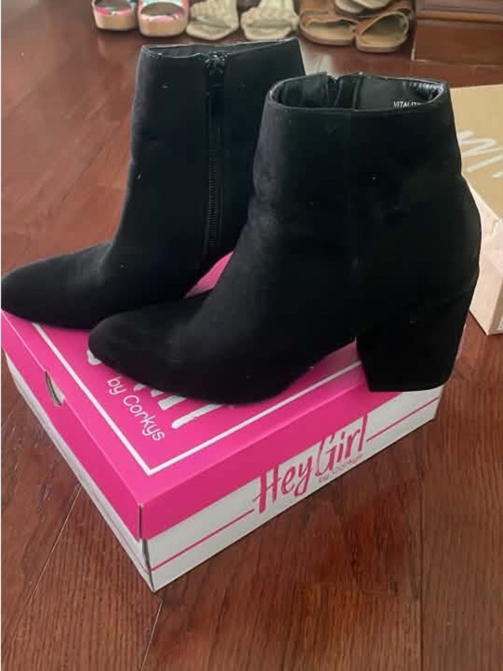 Pierre Dumas Black Suede-Look Ankle Booties